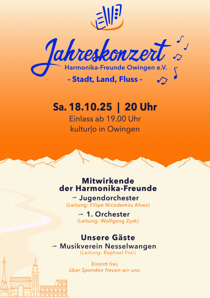 Jahreskonzert der Harmonika-Freunde Owingen am 18.05.2025 um 20 Uhr im KulturO in Owingen
